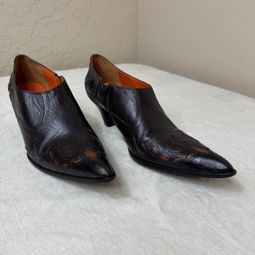 Antonio Melani Western Ankle Boots Pointed Toe Leather Women's 6M Cowgirl Rodeo